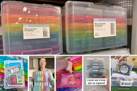 Photo Storage Box Ideas, Photo Storage Boxes, Photo Storage Box, Photo Box Storage, Kmart Hacks, Box Hacks, Craft Storage Box, Storage Labels, Camping Needs