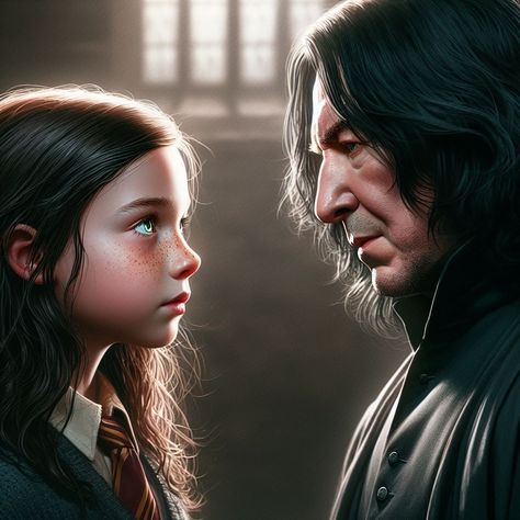 Snape Daughter, Severus Snape Daughter, Lilly Potter, Supernatural Academy, Harry Potter Twins, Harry Potter Oc, Severus Snape, Harry Potter Fan Art, Father Daughter