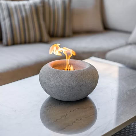 Table Top Fire Bowl, Fire Bowl Table, Tabletop Fire Bowl, Tabletop Fireplaces, Fire Pots, Stone Table Top, Tabletop Firepit, Outdoor Table Tops, Concrete Ideas