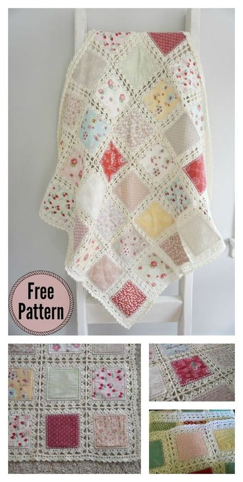 High Tea Fusion Quilt Free Crochet Pattern and Video Tutorial High Tea Fusion Quilt, Quilting Crochet Fusion, Fusion Quilt Crochet, Vintage Crochet Blanket Pattern Free, Crochet Quilt Squares, Fusion Blanket, Crochet Quilt Tutorial, Shabby Chic Quilt Patterns, Fusion Crochet