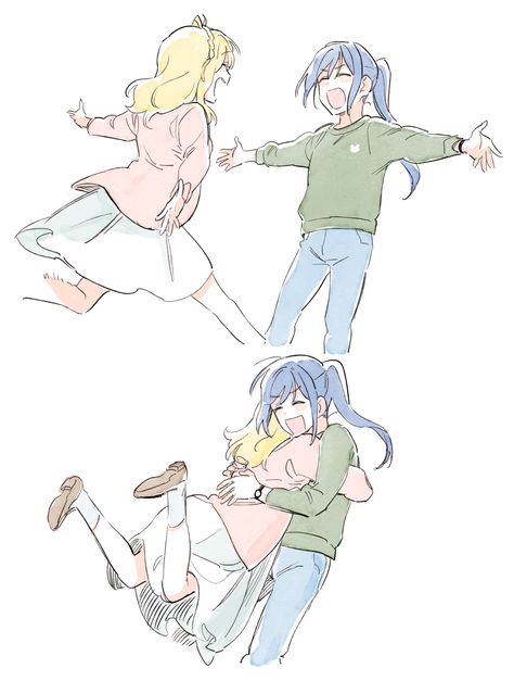 Pose Reference Couple Drawing, Kanan X Mari, Reference Couple Drawing, Pose Reference Couple, Best Friend Hug, Hug Pose, Hugging Drawing, Cuddle Love, Reference Couple