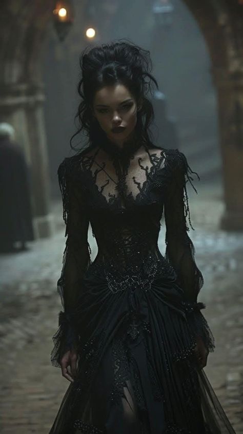 Bellatrix Lestrange Outfit, Royal Dress Aesthetic, Dark Witch Costume, Vampire Fanfiction, Bellatrix Lestrange Aesthetic, Vampire Gown, Victorian Dress Aesthetic, Princess Dress Aesthetic, Victorian Vampire Costume