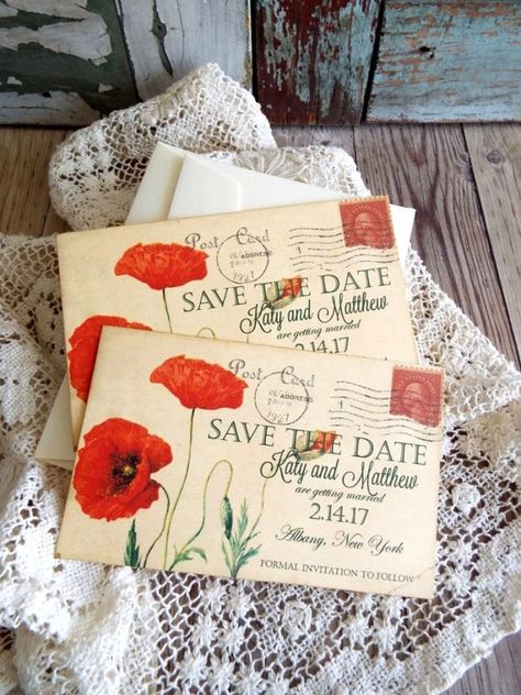 Poppy Cottage, Orange Poppies, Wedding Cards Handmade, Future Wedding Plans, Wedding Save The Date, Wedding Mood Board, Wedding Mood, Save The Dates, Vintage Postcard