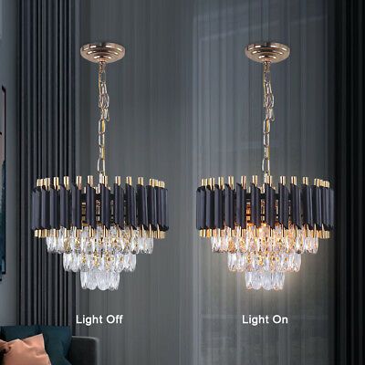 Modern Crystal Chandelier Lighting Adjustable Hanging Lamp Ceiling Pendant Light | eBay Bathroom Hanging Lights, Diy Hanging Light, Hanging Bedroom Lights, Kitchen Island Hanging Lights, Chandelier Store, Room Hanging Lights, Modern Hanging Lights, Light Living Room, Light Wall Art