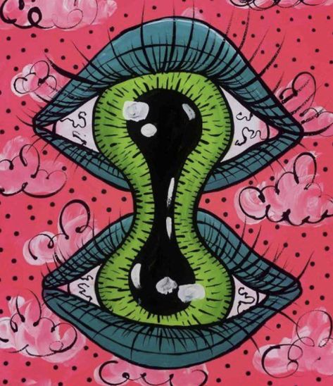 Wacky Painting Ideas, Grunge Canvas Art, Funky Canvas Art, Funky Art Painting, Pop Art Aesthetic, Hippie Drawing, Trippy Drawings, Arte Peculiar, Psychadelic Art