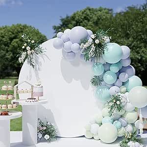 HELAKU Round Backdrop Cover - 7.2x7.2ft White Circle Backdrop with 2 Backdrop Clips Round Background Cover for Birthday Party Baby Shower Wedding Decorations Round Photo Backdrop, Birthday Photo Background, Baby Birthday Party Decorations, Blue Party Decorations, Paper Party Decorations, Birthday Party Photography, Sequin Backdrop, Gender Reveal Balloons, Large Balloons