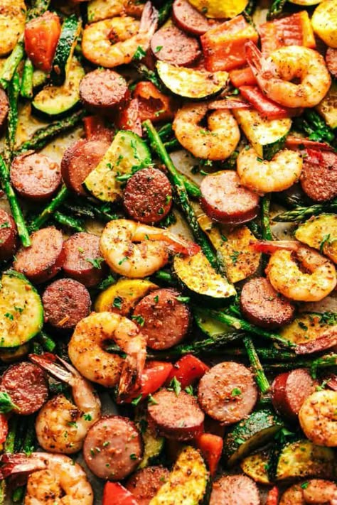 Vegetable Sheet Pan, Cajun Shrimp And Sausage, Baked Shrimp Recipes, Shrimp And Sausage, The Recipe Critic, Sheet Pan Dinners Recipes, Shrimp Recipes Healthy, Recipe Critic, Healthy Shrimp