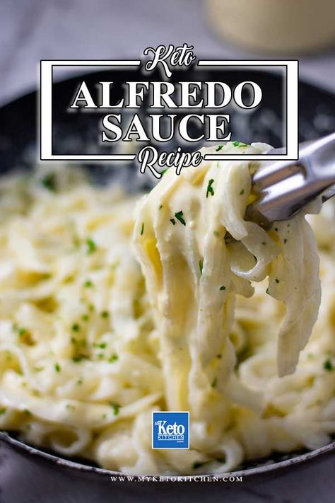 Keto Alfredo Sauce - Easy & Deliciously Creamy Recipe. Quick and easy gluten free and low carb pasta sauce recipe. This healthy recipe makes a great dinner served with pasta or chicken and broccoli. #ketorecipes Low Carb Alfredo Sauce Recipe, Low Carb Alfredo Sauce, Xyngular Recipes, Low Carb Pasta Sauce, Keto Alfredo, Alfredo Sauce Easy, Keto Sauce, Keto Condiments, Ketone Recipes