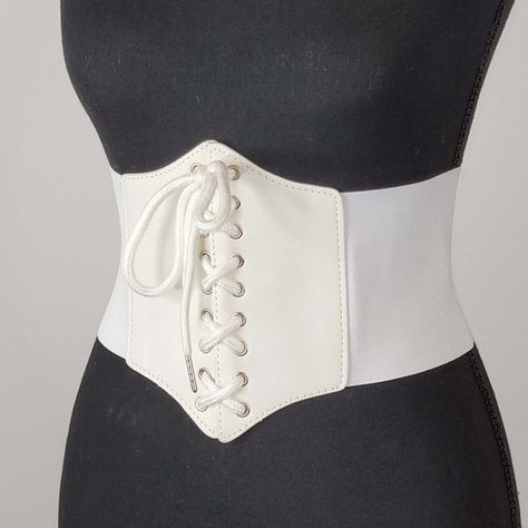 White Faux Leather Lace Up Corset Belt White Corset Belt, Lace Up Corset Belt, Scrapbook Planning, Lace Up Corset, White Corset, Corset Belt, Leather Outfit, Leather Lace, Leather And Lace