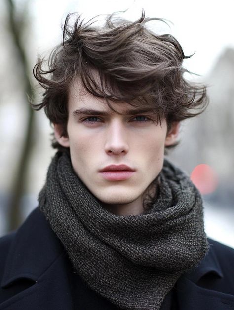 This hairstyle features windswept layers that bring volume and movement, offering a slightly tousled and rugged appeal. Paired with a cozy scarf, it creates a casual, winter-friendly look that’s both stylish and functional. Ideal for those who appreciate a bit of an edge in their winter style. Formal Winter Outfits, Messy Layers, Trendy Mens Hairstyles, Tousled Waves, Grooming Tips, Hair Healthy, Cozy Scarf, Defined Curls, Winter Cold