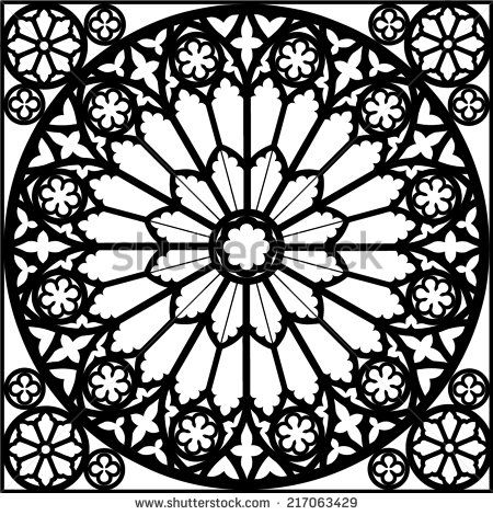 silhouette rose window/ gothic/ vector illustration - stock vector Art Glass Pumpkin, L'art Du Vitrail, Gothic Windows, Window Drawing, Gothic Pattern, Rose Window, Gothic Rose, Window Color, Glass Box