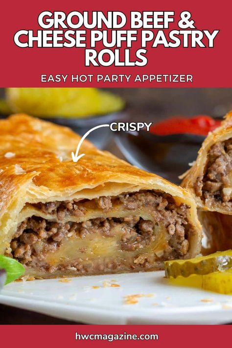 Curry Ground Beef, Puff Pastry Dinner, Puff Pastry Rolls, Pastry Rolls, Puff Pastry Recipes Savory, Puffed Pastry, Pastry Dishes, Tailgate Snacks, Beef Pot Pies