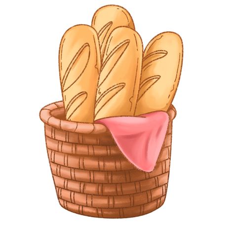 Hand Drawn Bread Isolated Basket Bread Basket Drawing, Bread Basket Aesthetic, Bread Paint, Bread Drawing, Bread Clipart, Bread Illustration, Bakery Art, Graphic Design Portfolio Cover, Basket Drawing