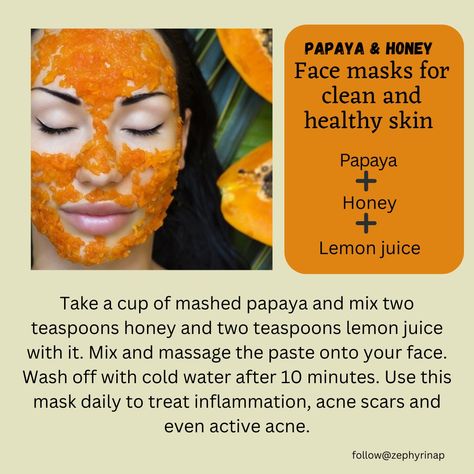 Since it is packed to the brim with such nutrients, antioxidants and other such goodness papaya has umpteen benefits for your skin. Eat a slice of papaya daily and see the improvement in your skin’s health. Papaya Face Mask, Papaya Mask, Papaya Facial, Face Cream Diy, Self Advice, Feminine Tips, Inflammatory Diet Recipes, Facial At Home, Honey Face Mask