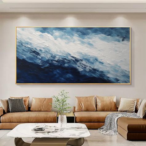 Original Abstract Beach Oil Painting On Canvas Large Seascape Wall Art Modern Blue Sea Landscape Canvas Art Custom Ocean Waves Artwork Decor This original oil painting captures the beauty and power of the ocean, offering a dynamic and calming presence in any room. Featuring a large, textured canvas with abstract waves and minimalist design, it evokes a serene yet powerful feeling of the sea. The blue hues and soft brush strokes create an impression of movement, making it a perfect statement piece for your living room or any modern space. More similar items: https://www.etsy.com/shop/GlobalCraftH Customization & Process: If this painting is sold, we'll create a similar piece in the same style and colors, ensuring the same beauty and quality. Since all paintings are handmade, minor variation