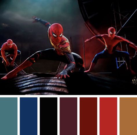 Spiderman Color Palette, Man Color Palette, Aesthetic Color Palette, Movie Color Palette, Color Palette Inspiration, Aesthetic Color, Palette Inspiration, In Aesthetic, Aesthetic Blue