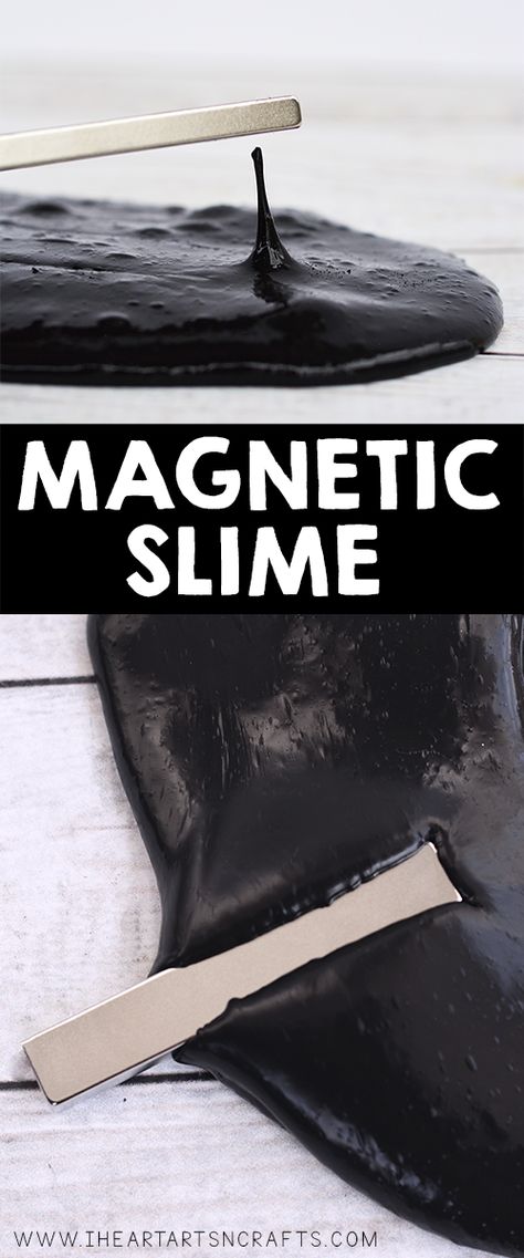 Learn how to make magnetic slime with iron oxide powder and saline solution! Science Ideas For Kids, Magnetic Slime, Cool Slime, Slime Recipe Kids, White Slime, Cool Slime Recipes, Saline Solution, Homemade Slime, Diy Science