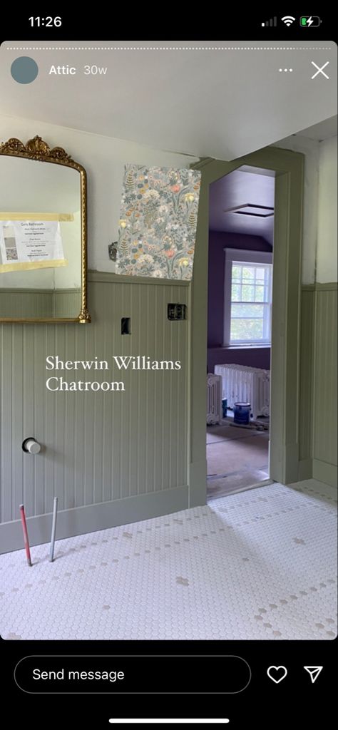 Sherwin Williams Chatroom, Chatroom Sherwin Williams, Office And Beauty Room, Primary Bedroom Colors, Bath Paint, Powder Room Makeover, Renovation Inspiration, Bedroom Remodel, Primary Bedroom