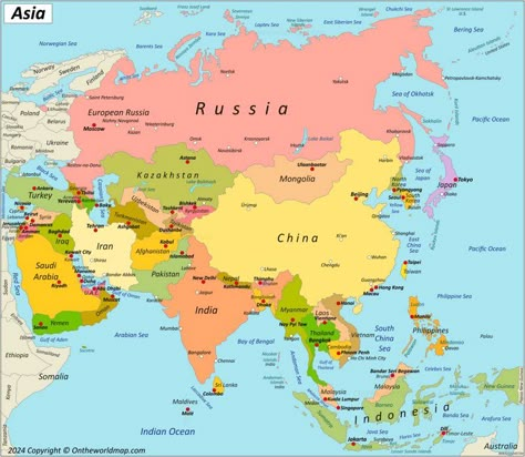 Map of Asia South Asia Map, Asian Maps, Peta Asia, World Geography Map, Time Zone Map, Map Of Asia, Countries Of Asia, Asia Continent, North Asia