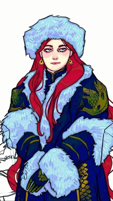 Norwegian Character Design, Christmas Elf Art Illustration, Royalty Oc Art, Jewish Character Design, Original Character Inspiration, Coat Art Reference, Russian Character Art, Villainess Character Design, Slavic Character Design