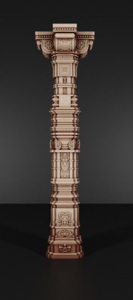 Cement Pillars Columns, Indian Pillars Design, Indian Temple Pillar Design, Temple Pillar Designs, Wooden Pillars Design, Temple Template, Indian Pillar, Square Pillar Design, Art Deco Column