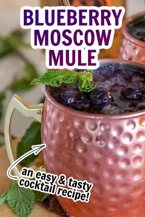 Blueberry Moscow Mule With Mint | Recipes Blueberry Mule, Blueberry Moscow Mule, Blueberry Simple Syrup, Blueberry Cocktail, Blueberry Vodka, Mint Cocktails, Moscow Mules, Moscow Mule Recipe, Mimosa Recipe