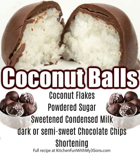 Coconut Balls Dipped In Chocolate, Chocolate Covered Coconut Balls, Coconut Balls No Bake, Coconut Bon Bons, Chocolate Coconut Balls, Chocolate Covered Coconut, Fancy Foods, Xmas Recipes, Thanksgiving 2022