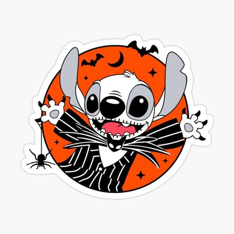 You can get this printable stitch Halloween sticker from our store and remember to follow our account for new Cartoon Art Stitch Halloween Drawing, Halloween Printable Stickers, Disney Halloween Characters, Halloween Cartoon Art, Stitch Stickers Printable, Stitch Hollowen, Disney Halloween Designs, Halloween Stickers Aesthetic, Stitch Disney Sticker