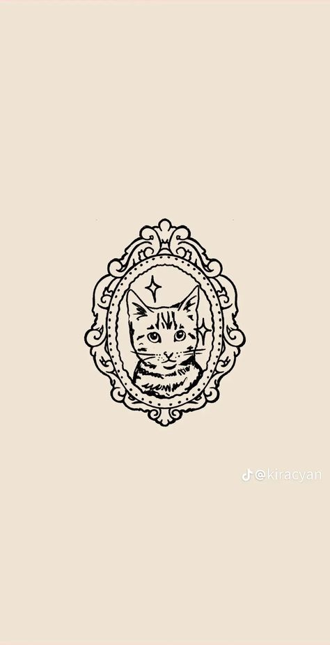 Vintage Tattoo Aesthetic, Cat Frame Tattoo, Cat In Frame Tattoo, Tattoo Of Ribcage, Small Tattoo Fillers, Cat Halloween Tattoo, Cat Tail Tattoo, Small Vintage Tattoo, Vintage Aesthetic Tattoos