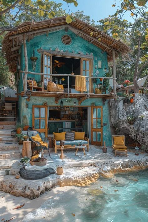 Unusual House, Small Beach Houses, Colorful House, Diy Tiny House, Amazing Scenery, Dream Life House, Sea House, Unusual Homes, Beach Shack