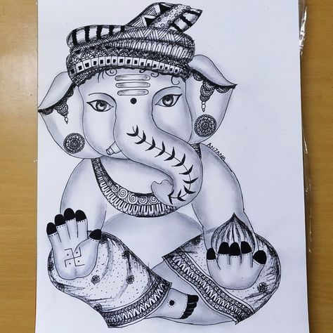 Ganesh Mandala Art, Ganesh Mandala, Vinayak Chaturthi, Bal Ganesh, Draw Mandala, Art Zentangle, Ganesh Chaturthi, Zentangle Art, Mandala Art