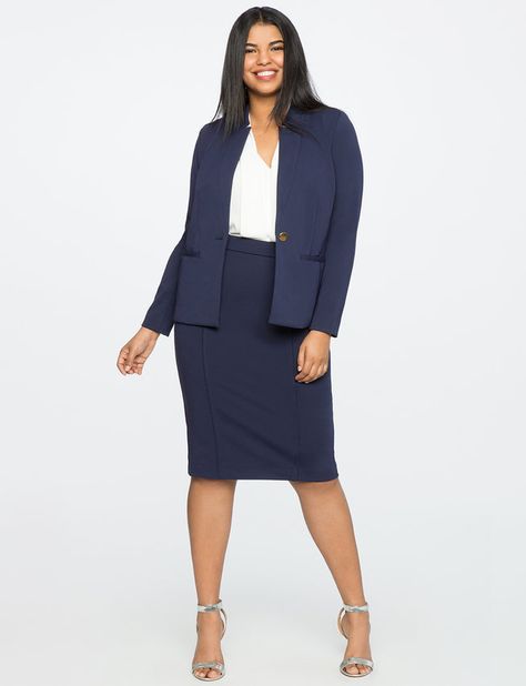 9-to-5 Stretch Skirt | Women's Plus Size Skirts | ELOQUII Work Blazers Women, Plus Size Professional, Plus Size Business Attire, Job Interview Outfit, Maritime Blue, Plus Size Business, Business Attire Women, Interview Outfits, Work Blazer