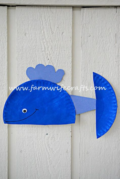 Blue Whale Paper Plate Craft - The Farmwife Crafts Blue Whale Crafts For Kids, Blue Activities For Toddlers, Ocean Lessons, Whale Crafts, Prek Crafts, Paper Plate Craft, Preschool Colors, Blue Crafts, Sea Crafts