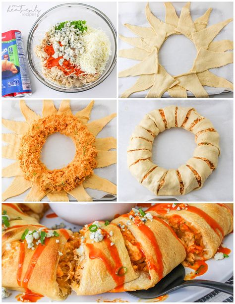 Buffalo Chicken Crescent, Buffalo Chicken Ring, Chicken Crescent Ring, Taco Crescent Ring, Buffalo Chicken Wing Dip, Chicken Ring, Chicken Wing Dip, Roll Wreath, Bread Ring