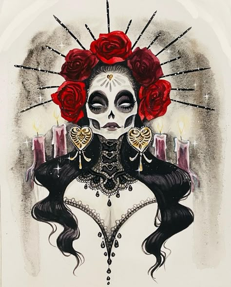 Mexican Skull Art, Sugar Skull Artwork, Day Of The Dead Art, Sugar Skull Makeup, Sugar Skull Art, Skull Artwork, Desenho Tattoo, Skull Drawing, Poster Tube