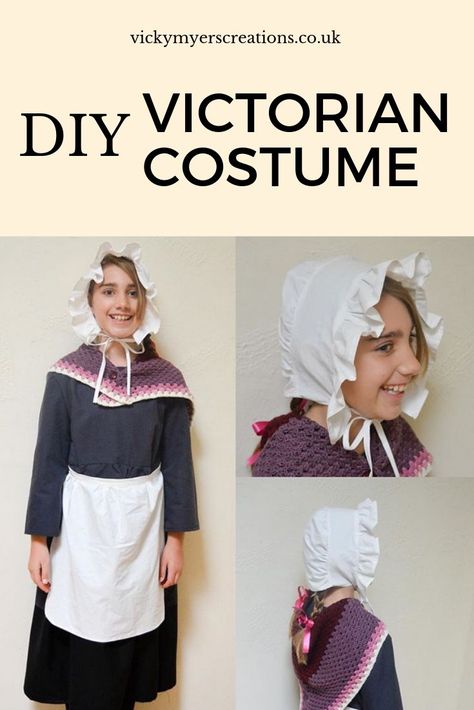 Learn how to make your own DIY victorian costume for a girl. Sew and crochet the costume using resources to hand #homemadecostume #kidscostume Victorian Waistcoat, Diy Girls Costumes, Victorian Children's Clothing, Sew Your Own Clothes, Homemade Costume, Victorian Hats, Charity Shops, Sewing Projects Free, Victorian Costume