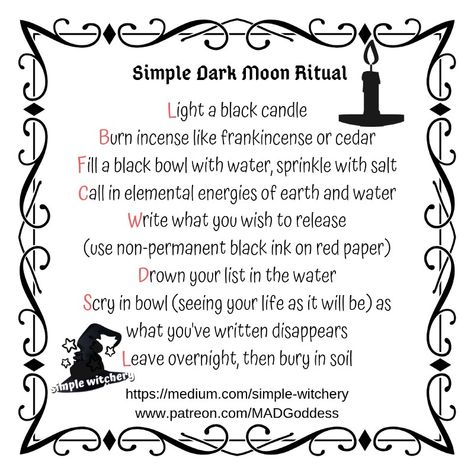 Black Moon Ritual, Dark Moon Witchcraft, Dark Moon Ritual Witchcraft, Dark Moon Magic, Dark Moon Ritual, Work Spells, Spell Crafting, Moon Worship, Witchy Apothecary