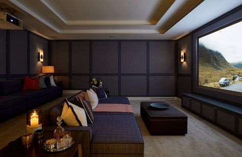 Cinema Room Ideas | Home Media Room Designs | LuxDeco.com Home Cinema Room Ideas, Cinema Room Design, Home Cinema Design, Theatre Room Ideas, Sala Cinema, Modern Media Room, Home Theater Room Design, Theater Room Design, Snug Room