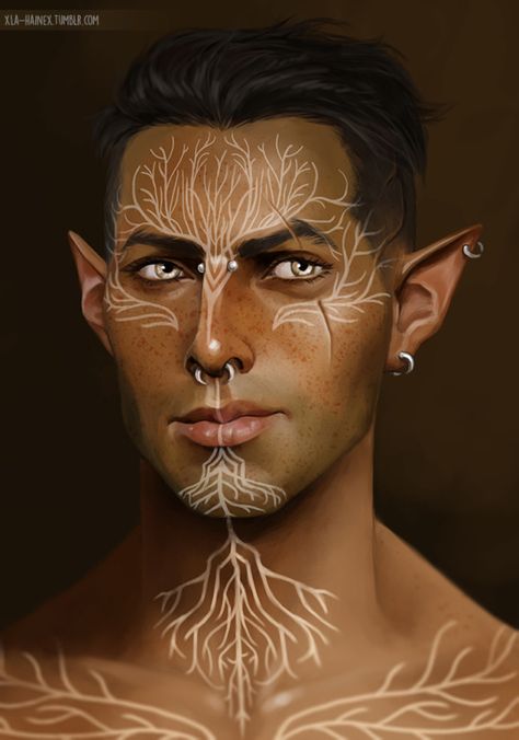 DA/GW2/SWTOR Side Blog Dragon Age Face Tattoos, Everything About Him, Male Elf, Half Elf, Elf Cosplay, Elf Characters, Elf Druid, Elf Shirt, Smink Inspiration