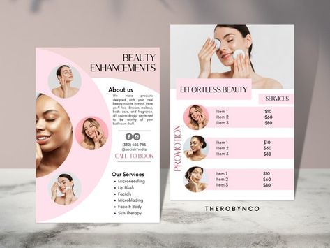 Makeup Services Flyer, Beauty Flyer, Nail Makeup, Marketing Flyers, Pink Highlights, Makeup Salon, Makeup Services, Skin Therapy, Beauty Boutique