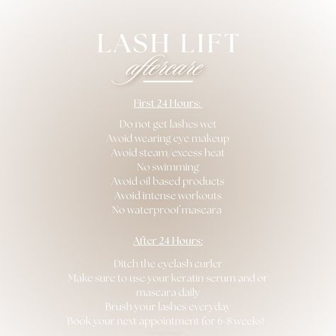 Lash Lift Aftercare 🤗 Even though lash lifts are “low maintenance” service, there are a few housekeeping rules to ensure you get the best results💕 #lashlift #yumilashes #lashes Lash Lift Captions Instagram, Lash Lift Captions, Lash Lift Tips, Lash Lift Content, Lash Lift And Tint Aftercare, Lash Lift Benefits, Lash Lift Aftercare Instructions, Lash Lift Aftercare, Eyelash Lift Aftercare