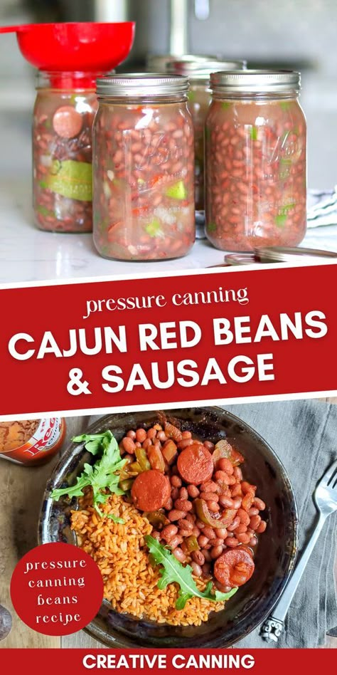 Canned Beans And Sausage, Canning Charro Beans, Pressure Canning Dry Beans, Canning Beans And Sausage, Canning Recipes Soup, Canning Red Beans And Sausage, How To Can Beans, Pressure Canned Meals In A Jar Recipes, Canning Beans Recipes