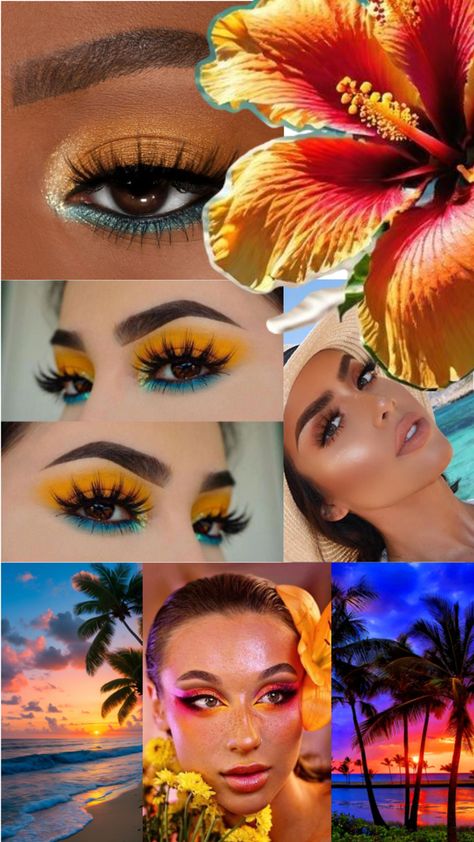 Friday May 24th Luau Makeup Ideas Hawaii, Tropical Makeup Look Hawaii, Hawaiian Makeup Look, Hawaiian Makeup, Bout Makeup, Hawaii Makeup, Hawaii Themed Party, Tropical Theme, Luau Party