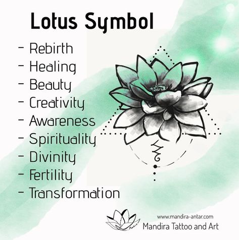 In Buddhism the lotus symbol is so significant that it's one of the Eight Auspicious Symbols of Buddhism, it appears as both solar and lunar and is associated with many Gods and Goddesses. The lotus symbolizes the human Spiritual potential of transformation to the True (Divine) Self. Symbole Tattoo, Lotus Flower Meaning, Lotus Symbol, Flower Tattoo Meanings, Tattoo Symbols, Healing Tattoo, Spiritual Tattoos, Symbols And Meanings, Spiritual Symbols