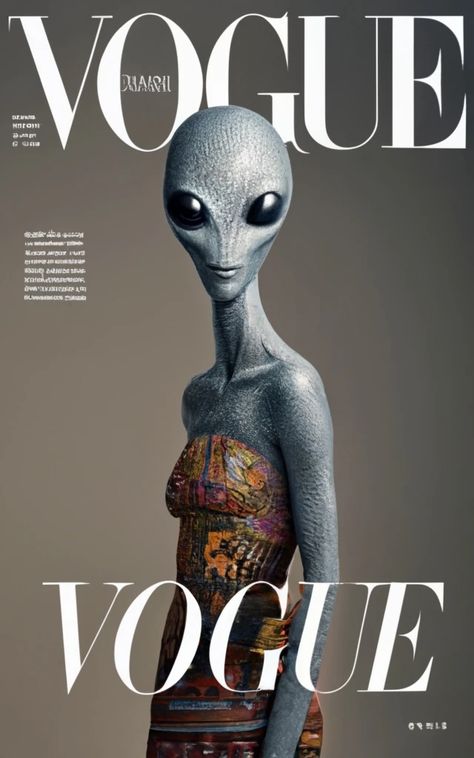 Alien on the cover of Vogue 90s Alien Aesthetic, Alien Fashion Futuristic, Alien Superstar Aesthetic, Alien Baddie, Alien Editorial, Alien Couture, 80s Futurism, Y2k Alien, Alien Core