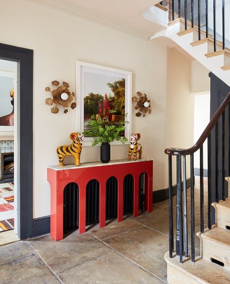 Studio Ashby on Instagram: “The entrance hall is a gloriously Georgian affair. We had the original flagstones deep cleaned when we moved in and they brightened up so…” Studio Ashby, Small Mudroom, Foyer Lighting, Design Rules, Radiator Cover, Elegant Interiors, Entry Way, Entrance Hall, Eclectic Home