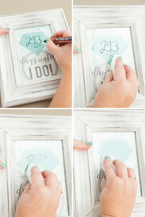 Engagement Cricut Gift Ideas, Engagement Gift Ideas Diy, Cricut Engagement Gift, Diy Wedding Countdown, Cricut Engagement, Wedding Countdown Sign, Diy Engagement Gifts, Engagement Gift Baskets, Countdown Sign