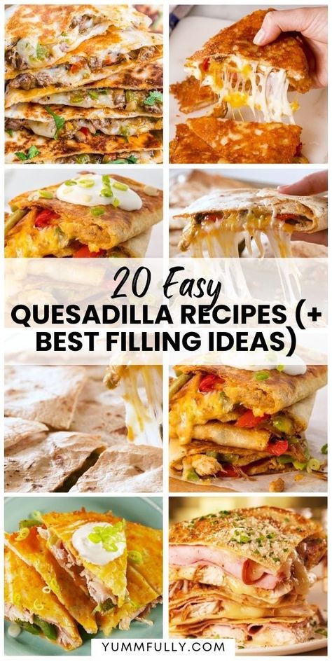 Simple ingredients and melted cheese unite inside a tortilla for a flavor-packed fiesta in these Melty and Delicious Quesadilla recipes. From classic cheesy varieties to inventive combinations like spinach and feta, these recipes ensure that each crispy bite gives you a mouthful of joy! Easy Quesadilla Recipes, Quesadilla Fillings, Easy Quesadilla, Quesadilla Recipes Easy, Quesadilla Recipes, Spinach And Feta, Melted Cheese, Cookbook Recipes, Tortillas