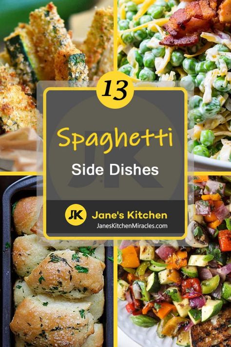 Picking side dishes for Spaghetti can be fun and provide a rich and fulfilling dinner. Check out this list of sides, and we promise you'll be full...and happy. #sidedish #sidedishes #sidedishrecipes #spaghetti #spaghettisidedishes #spaghetti recipes #recipes #spaghettiappetizers #spaghettisides #spaghettisidedishes #spaghettidessert Meat Side Dishes Dinners, Spaghetti Dinner Sides Dishes, Spaghetti Recipes With Vegetables, Side For Spaghetti Dinner, What Goes Good With Spaghetti, Sides For Chicken Spaghetti, Spaghetti Meals Sides, What Goes With Spaghetti Dinners, Sides With Spaghetti Meals