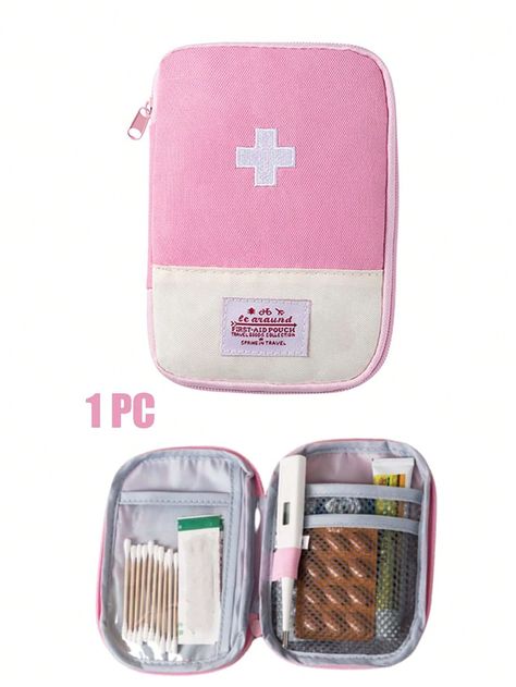 Pink  Collar  Polyamide Plain First Aid Bags Embellished   Luggage & Travel Bags Survival First Aid Kit, Medicine Kit, Mini First Aid Kit, Medication Storage, Camping Storage, Emergency Bag, Medicine Storage, Medical Bag, Luggage Bags Travel